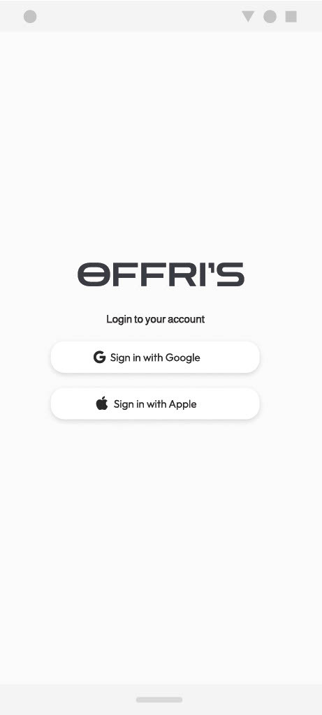 The login screen, offering sign-in with Google or Apple.