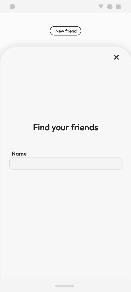 The find-friends screen before a name has been typed.