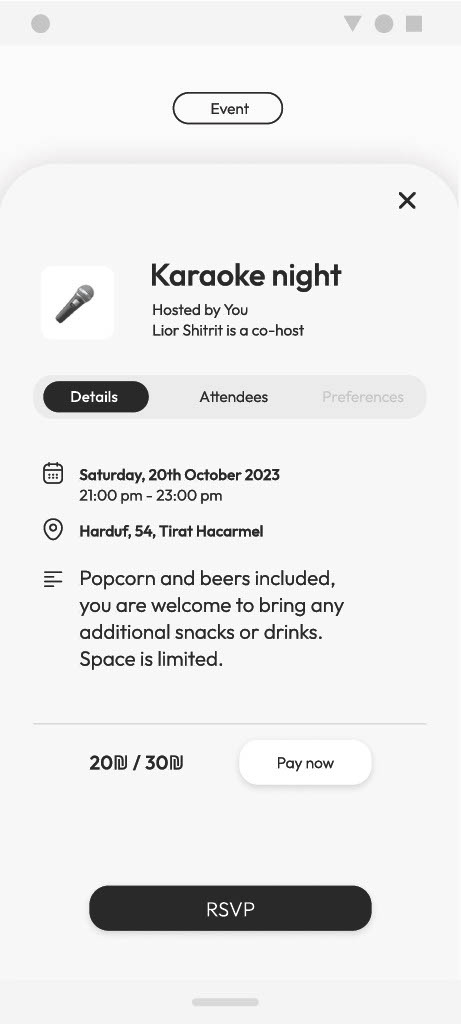 The same event awaiting a response, with a prominent RSVP button.