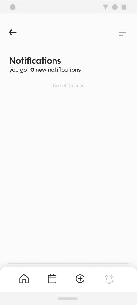 The notifications screen with nothing waiting.